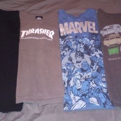 Marvel North Face Thrasher Skateboarding Shirts Kids cL 14-16 Back To School 