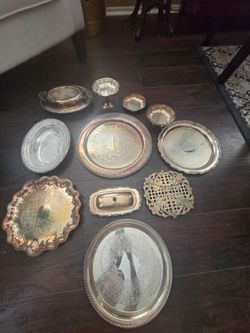 Silver-Plate Serving Tray and Dish Set