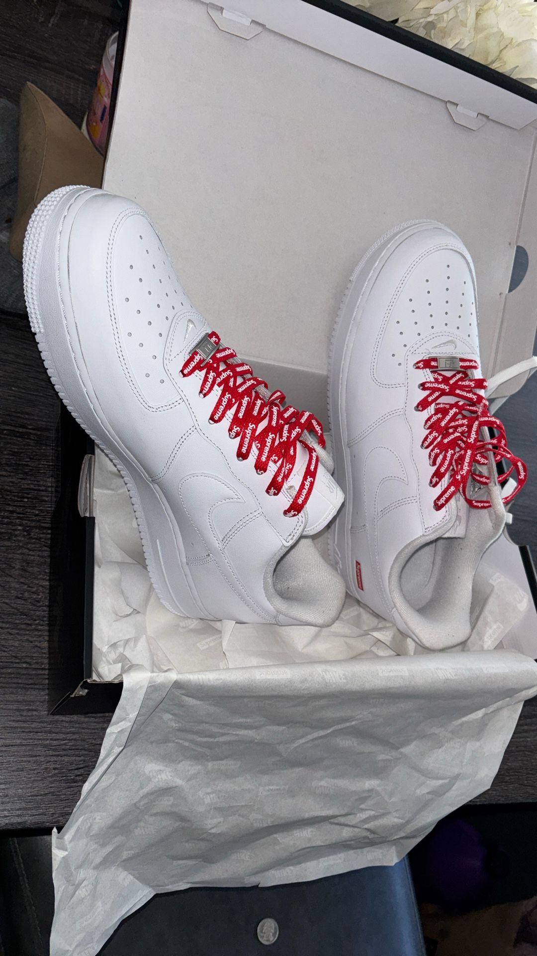 WHITE SUPREME LOWS 11.5