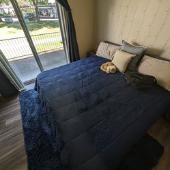 King Mattress+ Frame, Topper, Sheets, Comforter