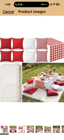 Yuntau 10 Pack Extra Large White Picnic Blanket Kit 70x90 Outdoor Boho, Red