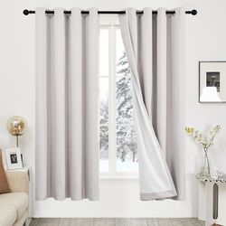 Deconovo 100% Blackout Linen Textured Curtains