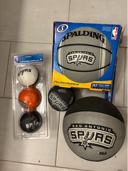 NBA Licensed Classic Basketball NBA San Antonio Spurs Lot Of 6 With Pump Bundle Includes a spalding spurs official ball in box  Full sized San Antonio