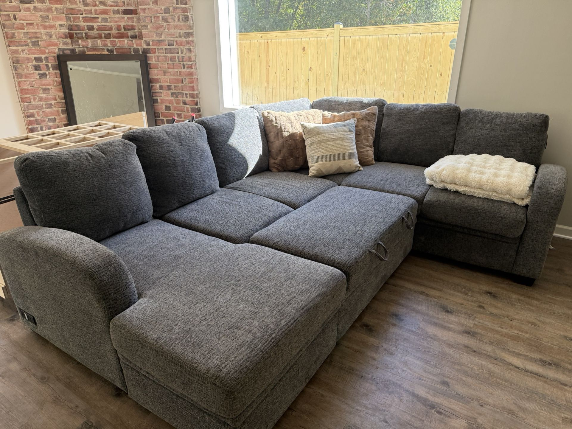 Large, Comfortable Couch With Internal Storage And Charging Ports For Sale 