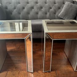 Mirrored Silver Side Tables 