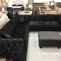 3 Piece Large Size Black Sectional 