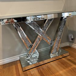 Mirrored Crystal Console Table