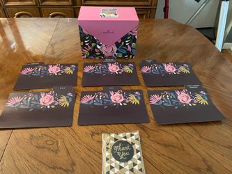 Like New Hallmark Greeting Card Organizer Box with 6 Divider Cards & a New Thank You Card