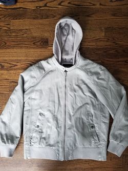 Guess Grey Leather Jacket XL