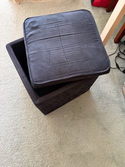 Black Fabric Storage Ottoman with Lid