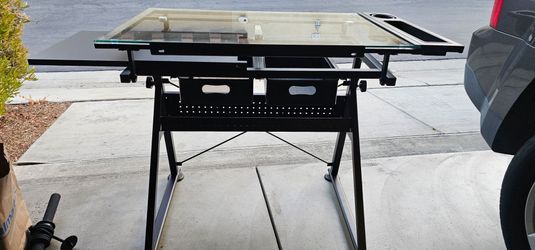 Like New Metal/Glass Artist Desk Table