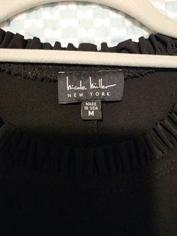 Nicole Miller Black Ruffle Trim Dress Size M