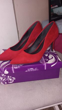 Red Suede High Heels