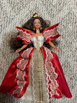 Holiday Barbie Doll Red Gold Gown