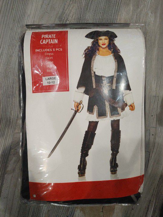 Women's Pirate Captain Costume Large 10-12