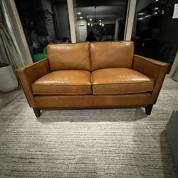 Brown Leather Loveseat Couch