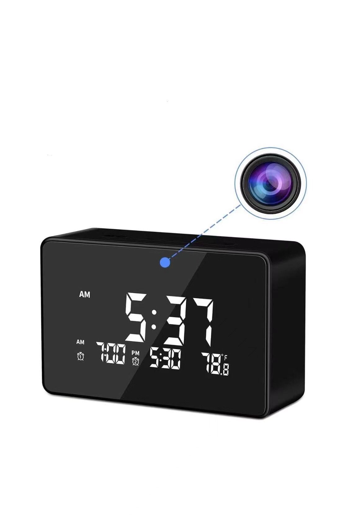 Hidden Camera WiFi Spy Camera Alarm Clock Wireless Nanny Cam Night Vision Indoor Temperature Motion Detection Alert Remote View