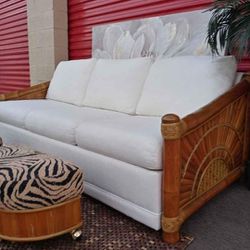 Bamboo and Rattan Sofa Sleeper Bed 