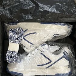 Versace Biggie Basket Leather Sneakers White/Blue- Brand New Never Worn 
