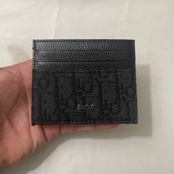 Black Dior Calfskin Card Holder 