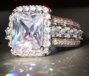 *NEW ARRIVAL* Magnificent 925 Silver White Sapphire Engagement Wedding Ring Sizes 9 / 10 *See My Other 500 Items*