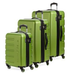 SwissGear 7366 Hardside Expandable Luggage with Spinner Wheels, Green, 3-Piece Set (19/23/27)