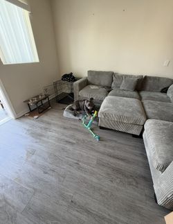 $550 OBO – Large Gray Modular Sectional Couch + Ottoman