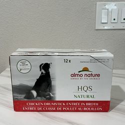 Brand new Almo Nature HQS Natural Chicken Drumstick Entree in Broth Wet Dog Food, 5.5-oz can, case of 12