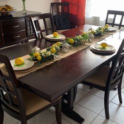 Dinning Room Set 6 Chair, Buffet And Mirror