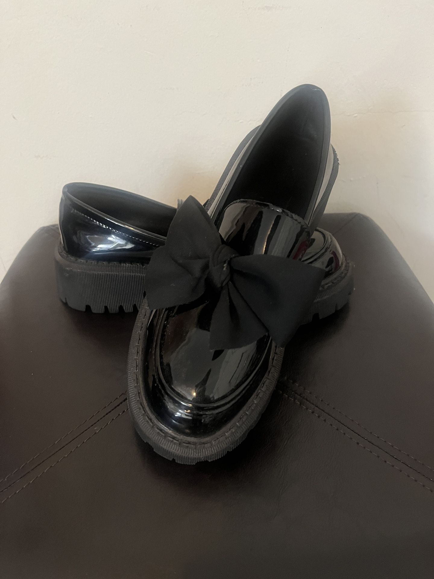 Kids Black Patent Leather Loafers