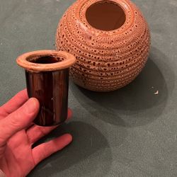 Vintage Ceramic French Butter Bell Crock - Speckled Orange-Brown Glaze - Excellent Condition!