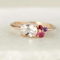 Morganite Cluster Ring