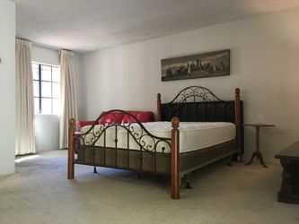 Queen Bed Frame With Box spring and Nightstands