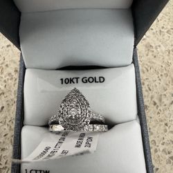 10K White Gold Bridal Set
