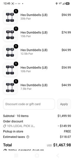 Rep fitness hex dumbbells LBS