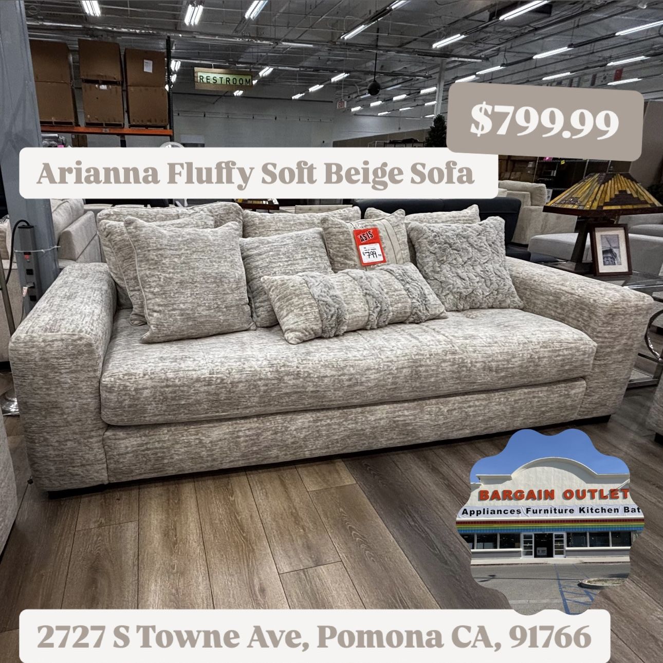 Arianna Fluffy Beige Soft Sofa