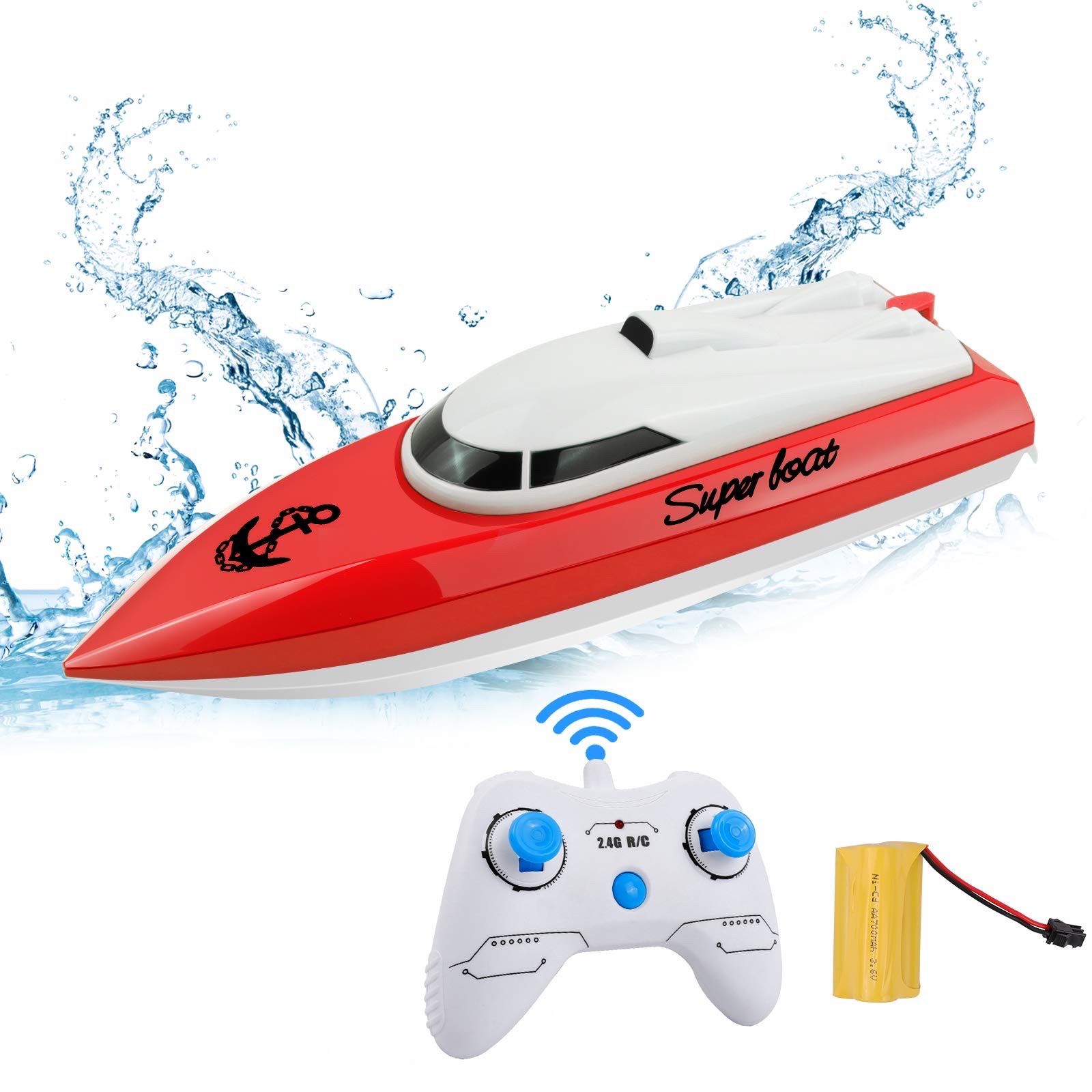 RC Boat Remote Control Boats for Pools and Lakes, STOTOY Racing Electric Boat 2.4GHz 14km/h Mini Remote Boat Toys Indoor/Outdoor for Kids Boys Girls (