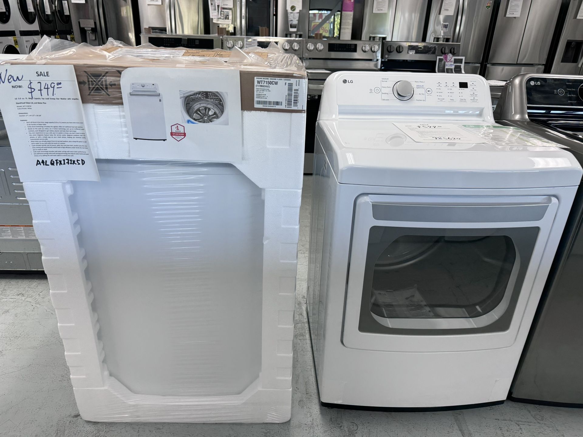 LG mega Capacity Top Load Washer And Dryer Set