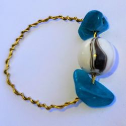 Royal Blue Gemestones Acrylic Beaded Ring