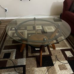 Coffee Table Glass/Wood (Circle)