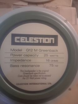 Celestion greenback, 25 W speakers $150 for  the pair