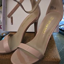 Patent Leather Blush Color Strappy Stilleto