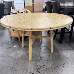 Large Round Table with Bamboo Legs 