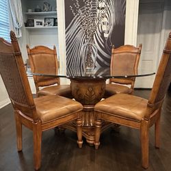 Tommy Bahama Glass Top Dining Table & 4 Chairs