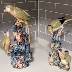 2 Antique Ceramic Bird  Figurines 