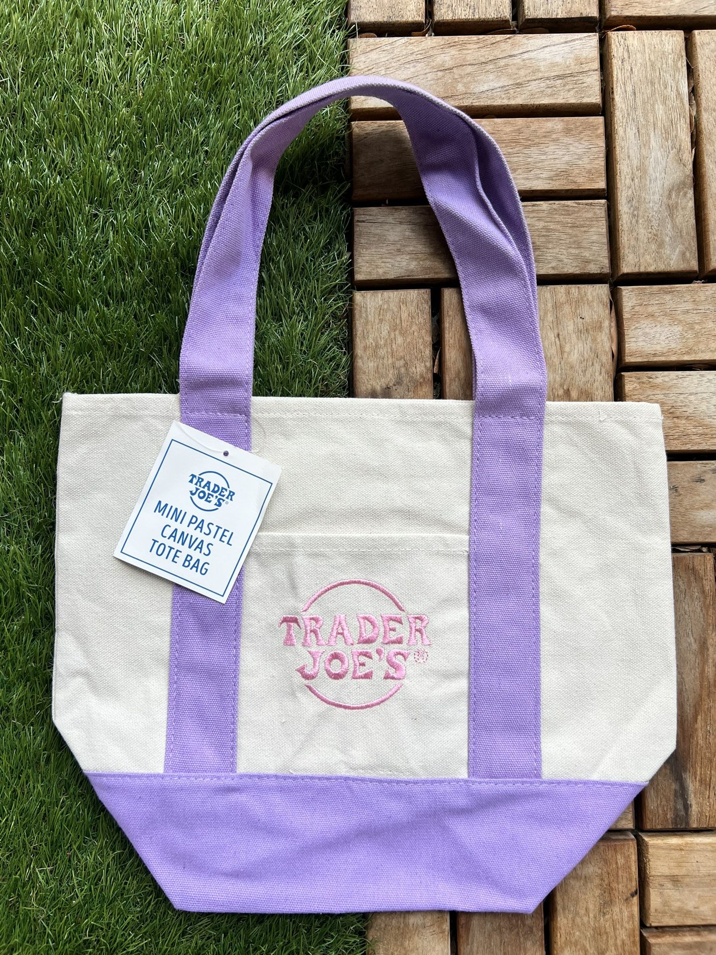 Trader Joe’s Viral Pastel Lavender Mini Canvas Tote Bag