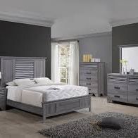 4 PCs Bedroom Set Dresser Mirror Queen Bed Nightstand 