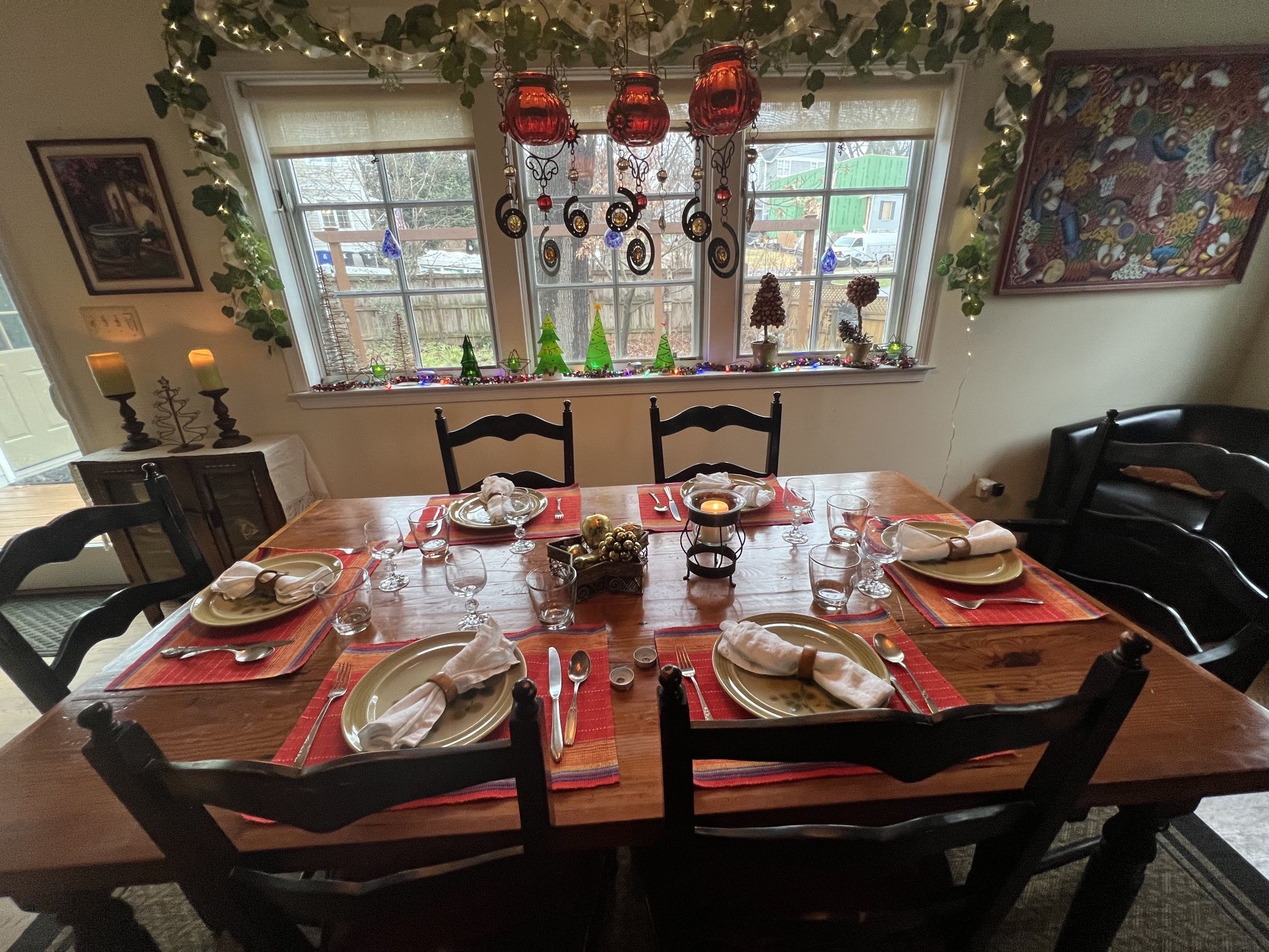 Wooden French Country Dining Table With 6 Chairs, 6 Ft Long and 42 Inches Wide.