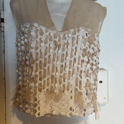 not by jenny lai fishnet see thru dress suit shirt abstract 3d ruffle blouse new