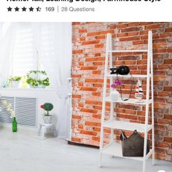 LORING LEANING BOOKCASE Whte Frist, Whie Metal